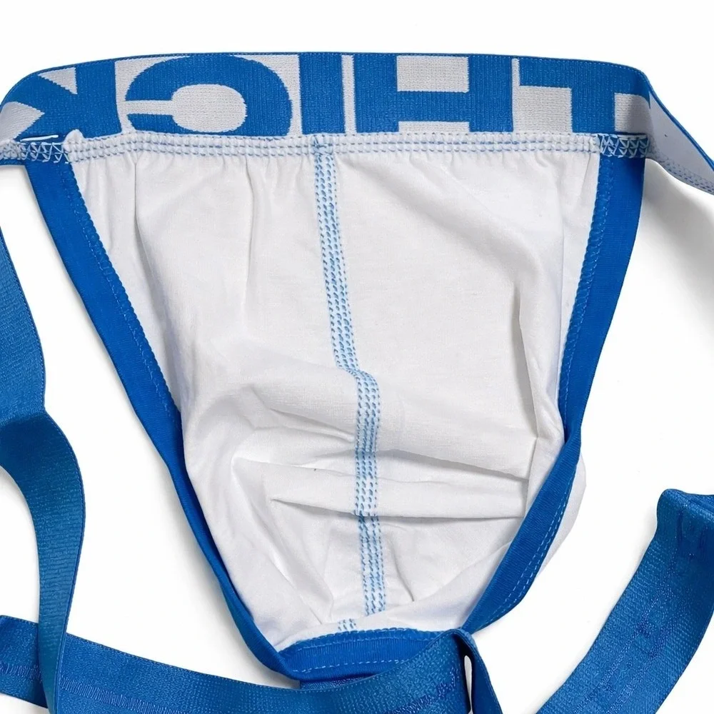 Andrew‎ Christian THICK S (31-33) Jockstrap White Blue Athletic Supporter 92942